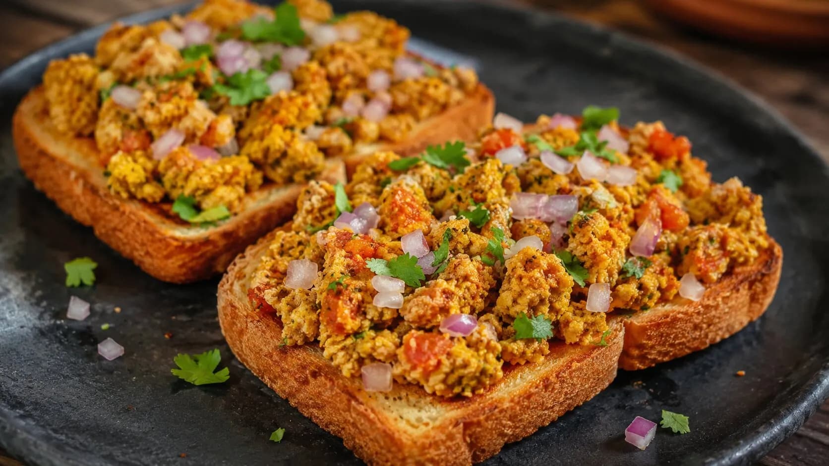 Delicious Spicy Anda Bhurji Toast Delicious Spicy Anda Bhurji Toast